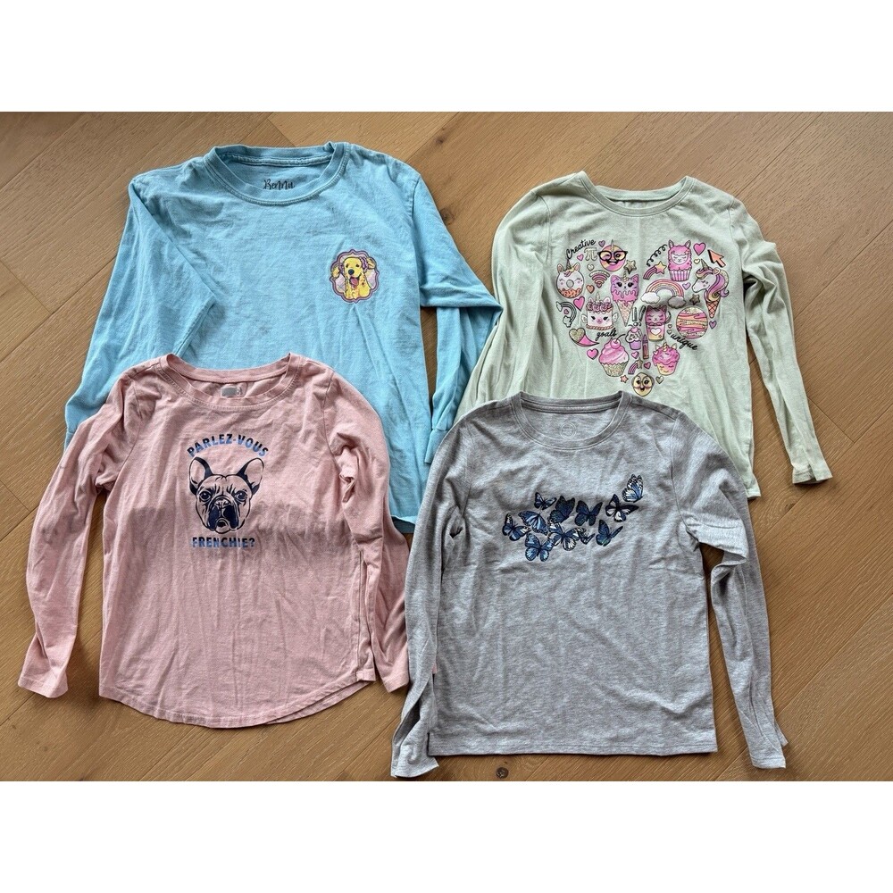 Lot Of Girls Long Sleeve Tops Kid Size 7 - 8 Medium Bundle Set of 4